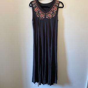 Coldwater Creek Maxi Embroidered Brown Prairie Dress